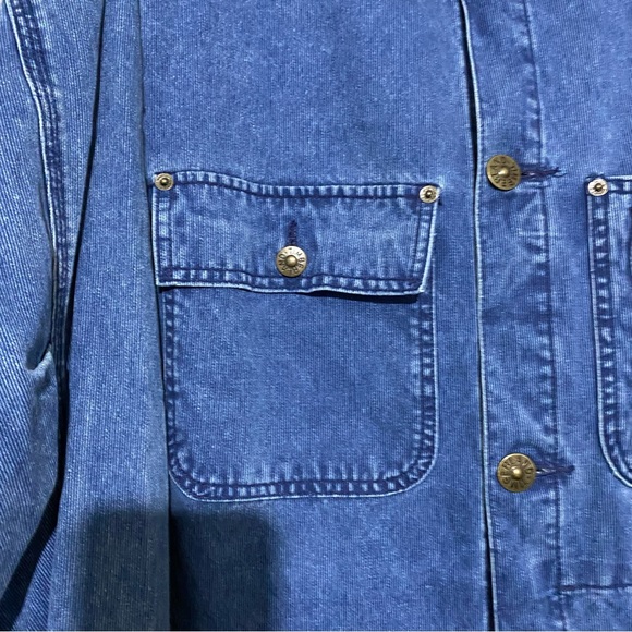 Timberland Chore Jacket Coat Denim M L XL XXL Chest 54” Blue Utility Oversized - Picture 5 of 16